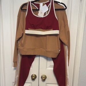 Fabletics 3 piece set! Red and Tan Activewear Set